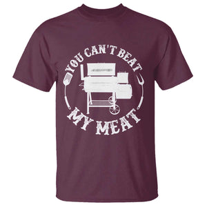 Funny You Can't Beat My Meat T Shirt Vintage Grilling BBQ Chef TS11 Maroon Print Your Wear