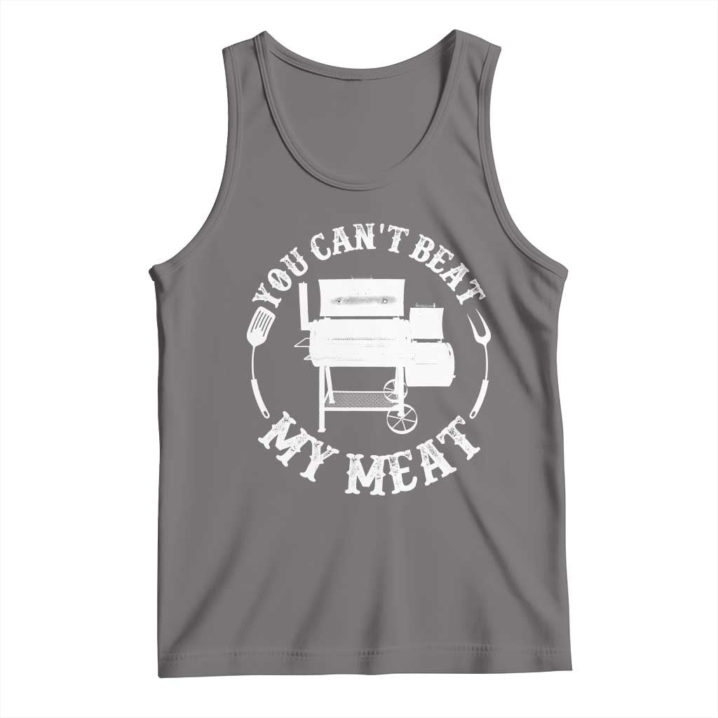 Funny You Can't Beat My Meat Tank Top Vintage Grilling BBQ Chef TS11 Deep Heather Print Your Wear