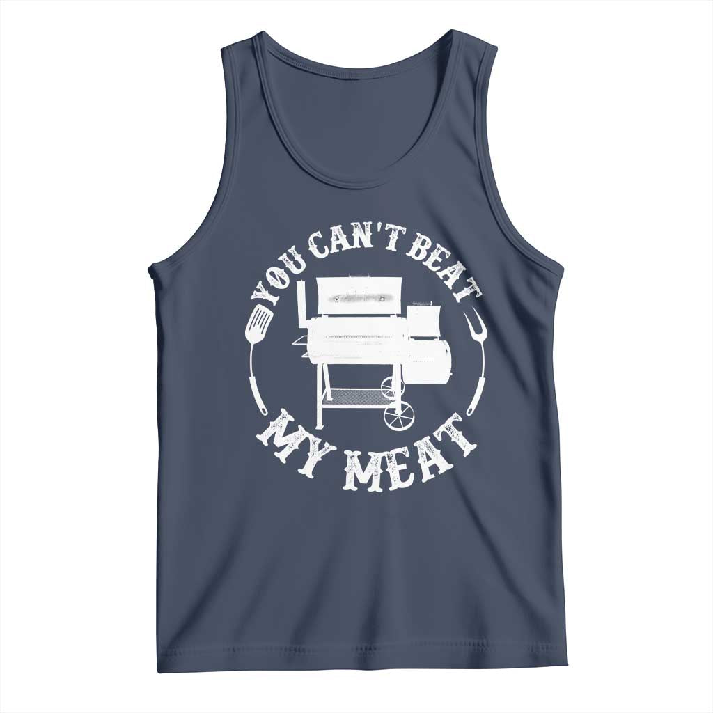 Funny You Can't Beat My Meat Tank Top Vintage Grilling BBQ Chef TS11 Navy Print Your Wear