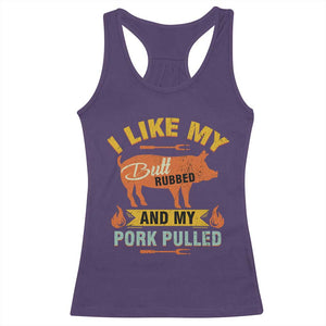 I Like My Butt Rubbed And My Pork Pulled Racerback Tank Top Retro Vintage Grilling BBQ TS11 Purple Print Your Wear