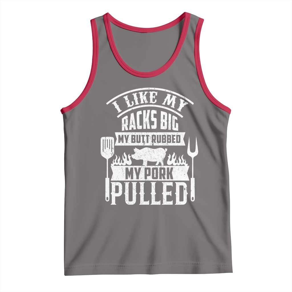 Funny BBQ Grilling I Like My Butt Rubbed And My Pork Pulled Tank Top Barbecue Father's Day TS11 Deep Heather Red Print Your Wear