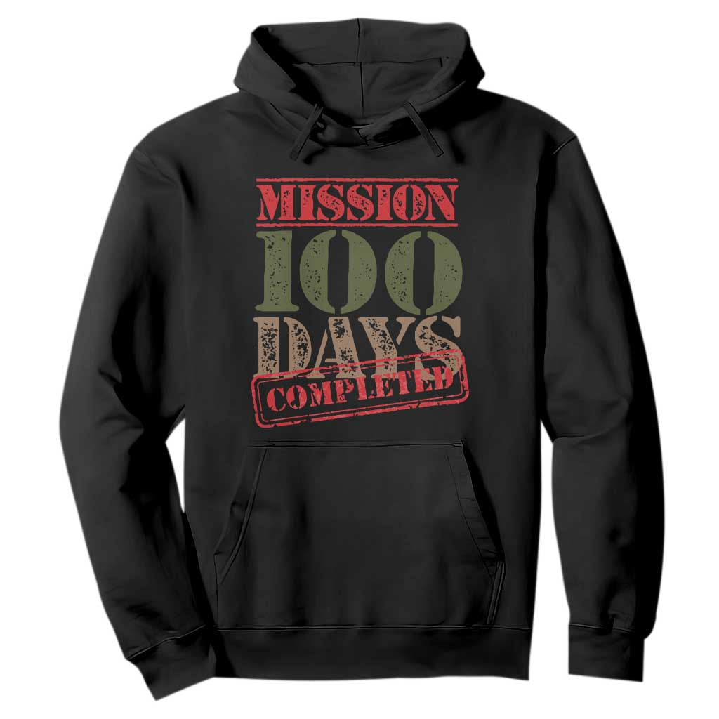 Funny 100th Day Of School Warrior Hoodie Mission 100 Days Completed Sealed TS11 Black Print Your Wear
