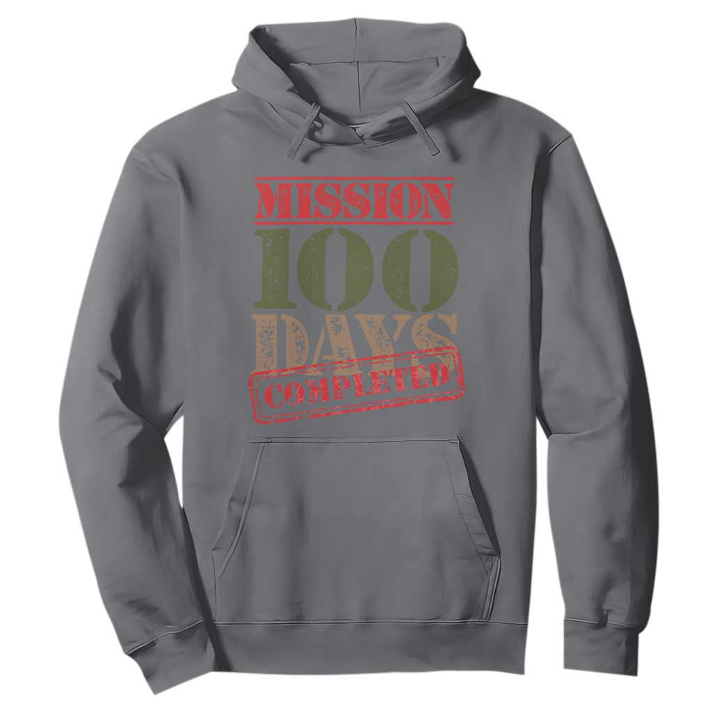 Funny 100th Day Of School Warrior Hoodie Mission 100 Days Completed Sealed TS11 Charcoal Print Your Wear