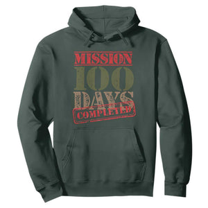 Funny 100th Day Of School Warrior Hoodie Mission 100 Days Completed Sealed TS11 Dark Forest Green Print Your Wear