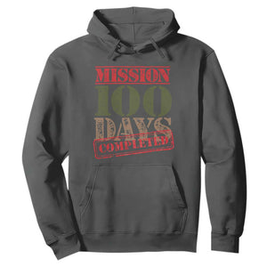 Funny 100th Day Of School Warrior Hoodie Mission 100 Days Completed Sealed TS11 Dark Heather Print Your Wear