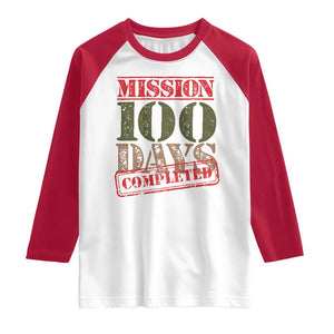 Funny 100th Day Of School Warrior Raglan Shirt Mission 100 Days Completed Sealed TS11 White Red Print Your Wear