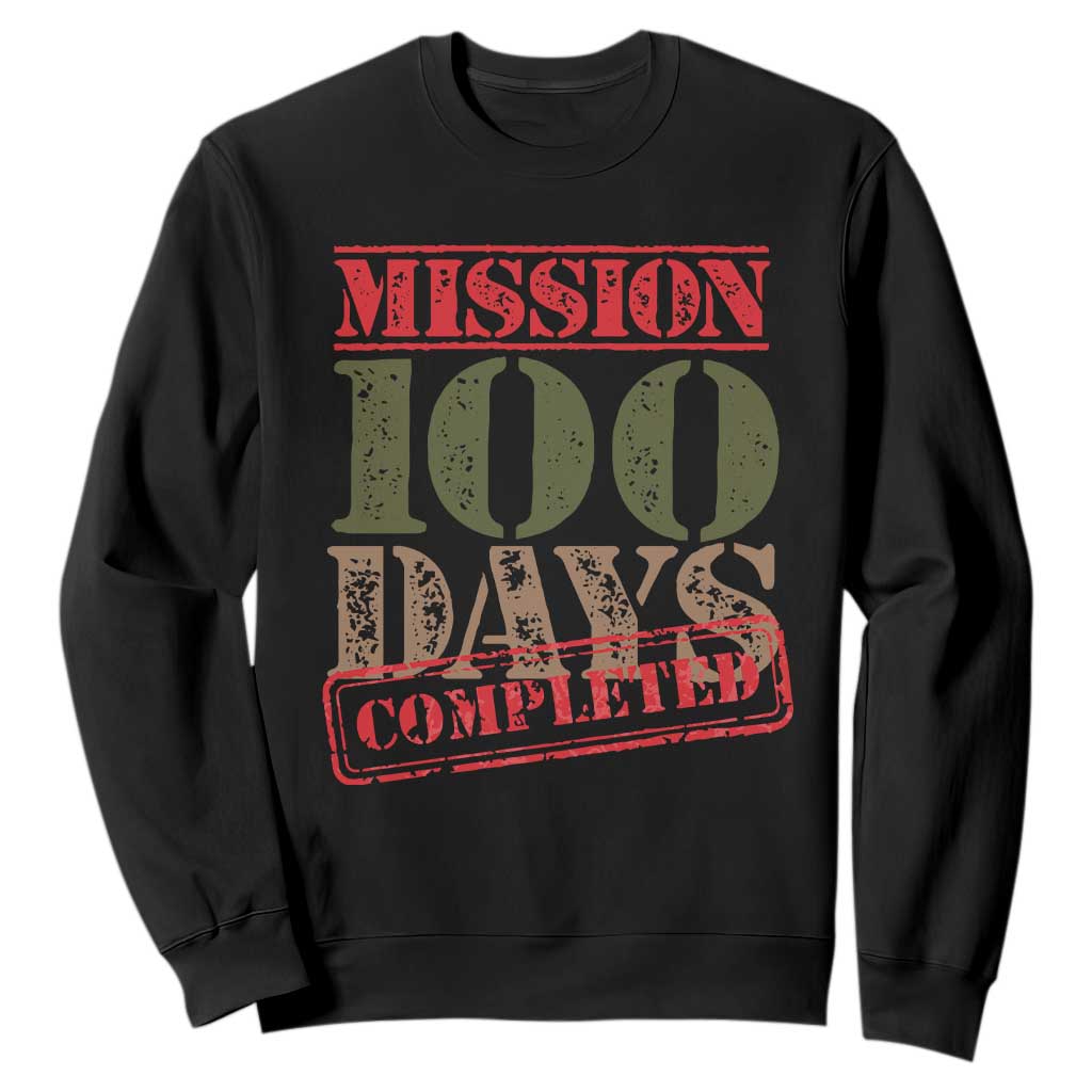 Funny 100th Day Of School Warrior Sweatshirt Mission 100 Days Completed Sealed TS11 Black Print Your Wear