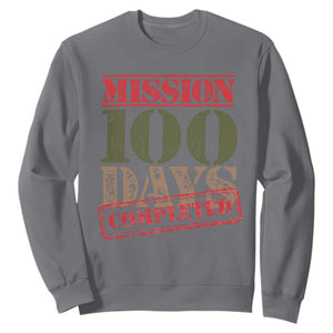 Funny 100th Day Of School Warrior Sweatshirt Mission 100 Days Completed Sealed TS11 Charcoal Print Your Wear