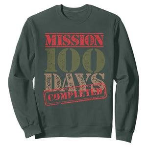 Funny 100th Day Of School Warrior Sweatshirt Mission 100 Days Completed Sealed TS11 Dark Forest Green Print Your Wear
