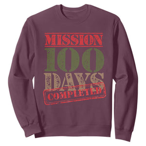 Funny 100th Day Of School Warrior Sweatshirt Mission 100 Days Completed Sealed TS11 Maroon Print Your Wear