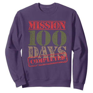 Funny 100th Day Of School Warrior Sweatshirt Mission 100 Days Completed Sealed TS11 Purple Print Your Wear