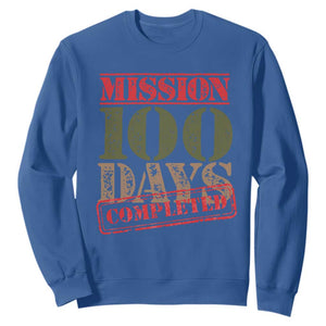 Funny 100th Day Of School Warrior Sweatshirt Mission 100 Days Completed Sealed TS11 Royal Blue Print Your Wear