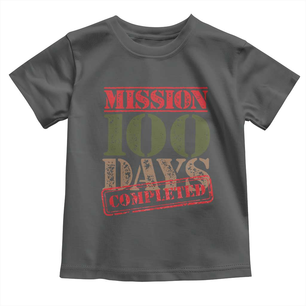 Funny 100th Day Of School Warrior Toddler T Shirt Mission 100 Days Completed Sealed TS11 Dark Heather Print Your Wear
