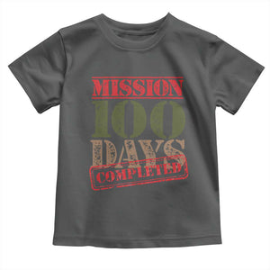 Funny 100th Day Of School Warrior Toddler T Shirt Mission 100 Days Completed Sealed TS11 Dark Heather Print Your Wear