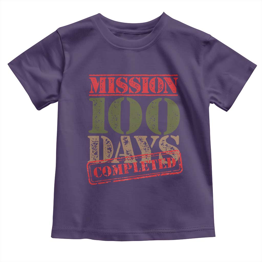 Funny 100th Day Of School Warrior Toddler T Shirt Mission 100 Days Completed Sealed TS11 Purple Print Your Wear