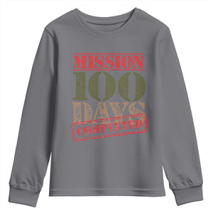 Funny 100th Day Of School Warrior Youth Sweatshirt Mission 100 Days Completed Sealed TS11 Charcoal Print Your Wear