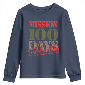 Funny 100th Day Of School Warrior Youth Sweatshirt Mission 100 Days Completed Sealed TS11 Navy Print Your Wear