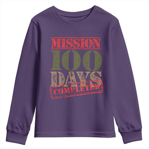 Funny 100th Day Of School Warrior Youth Sweatshirt Mission 100 Days Completed Sealed TS11 Purple Print Your Wear