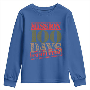 Funny 100th Day Of School Warrior Youth Sweatshirt Mission 100 Days Completed Sealed TS11 Royal Blue Print Your Wear
