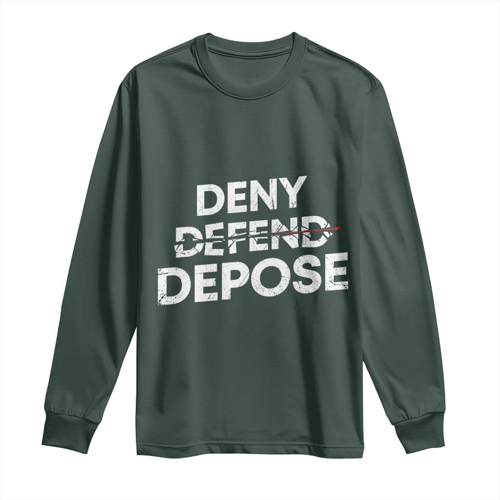 Deny Defend Depose Long Sleeve Shirt Vintage Shooting Breaks Bullet Through TS11 Dark Forest Green Print Your Wear