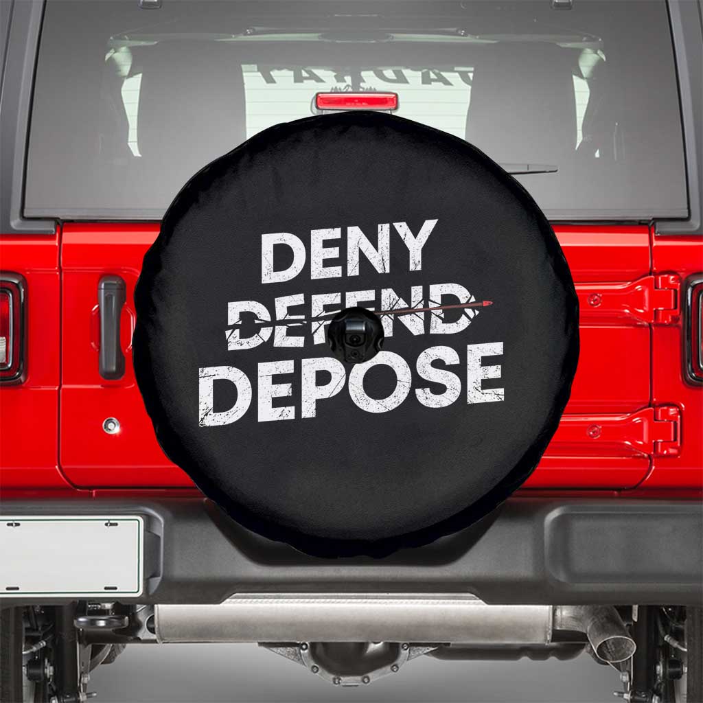 Deny Defend Depose Spare Tire Cover Vintage Shooting Breaks Bullet Through TS11 Black Print Your Wear