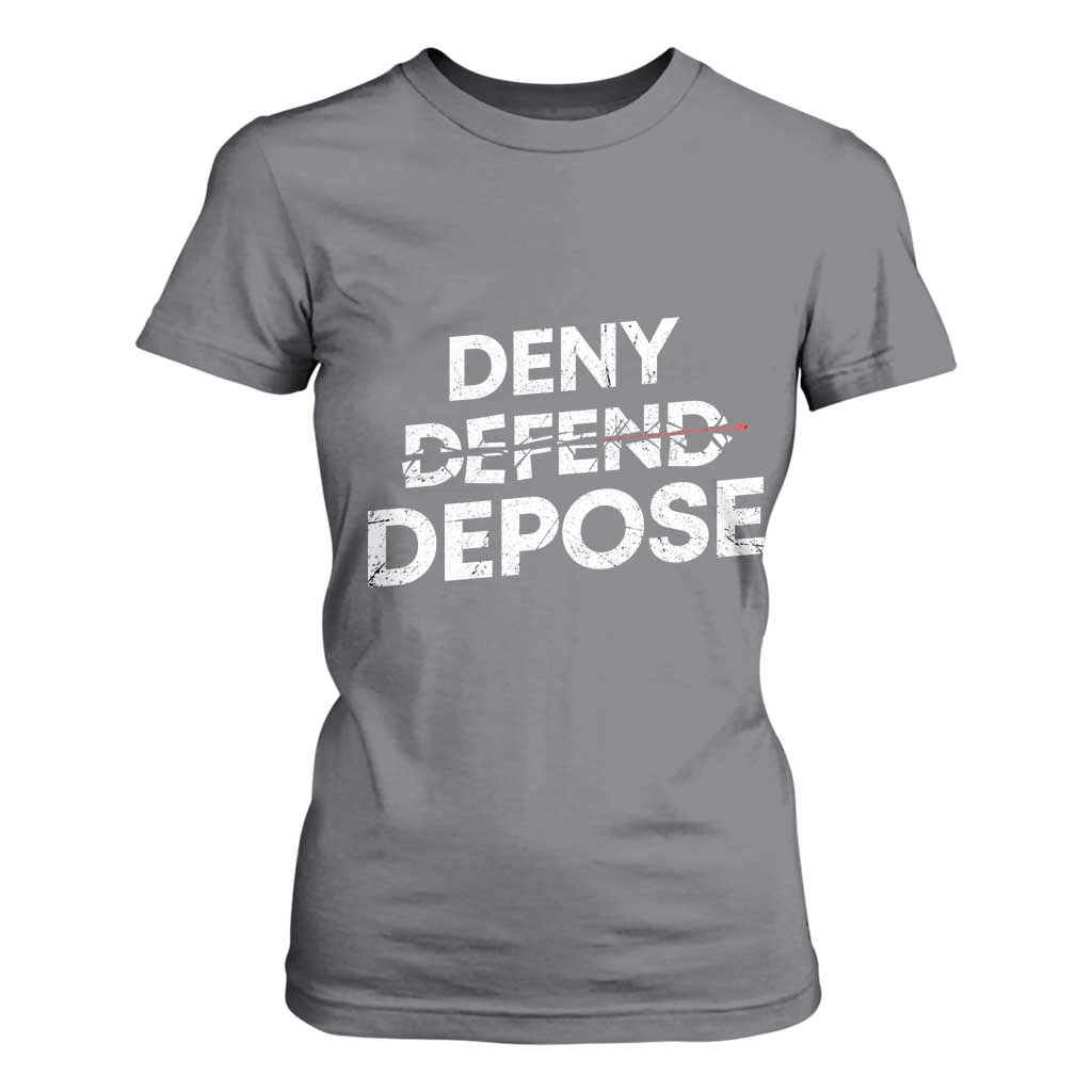 Deny Defend Depose T Shirt For Women Vintage Shooting Breaks Bullet Through TS11 Charcoal Print Your Wear