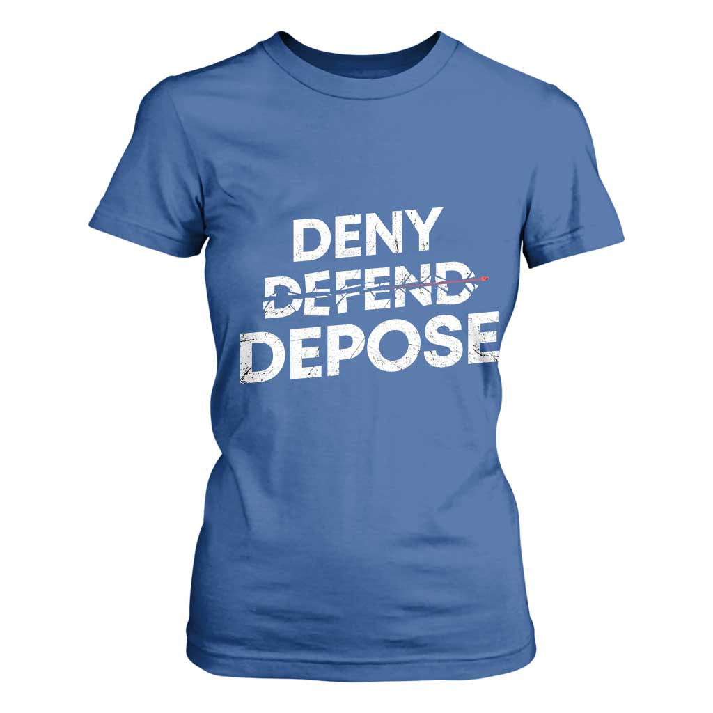Deny Defend Depose T Shirt For Women Vintage Shooting Breaks Bullet Through TS11 Royal Blue Print Your Wear
