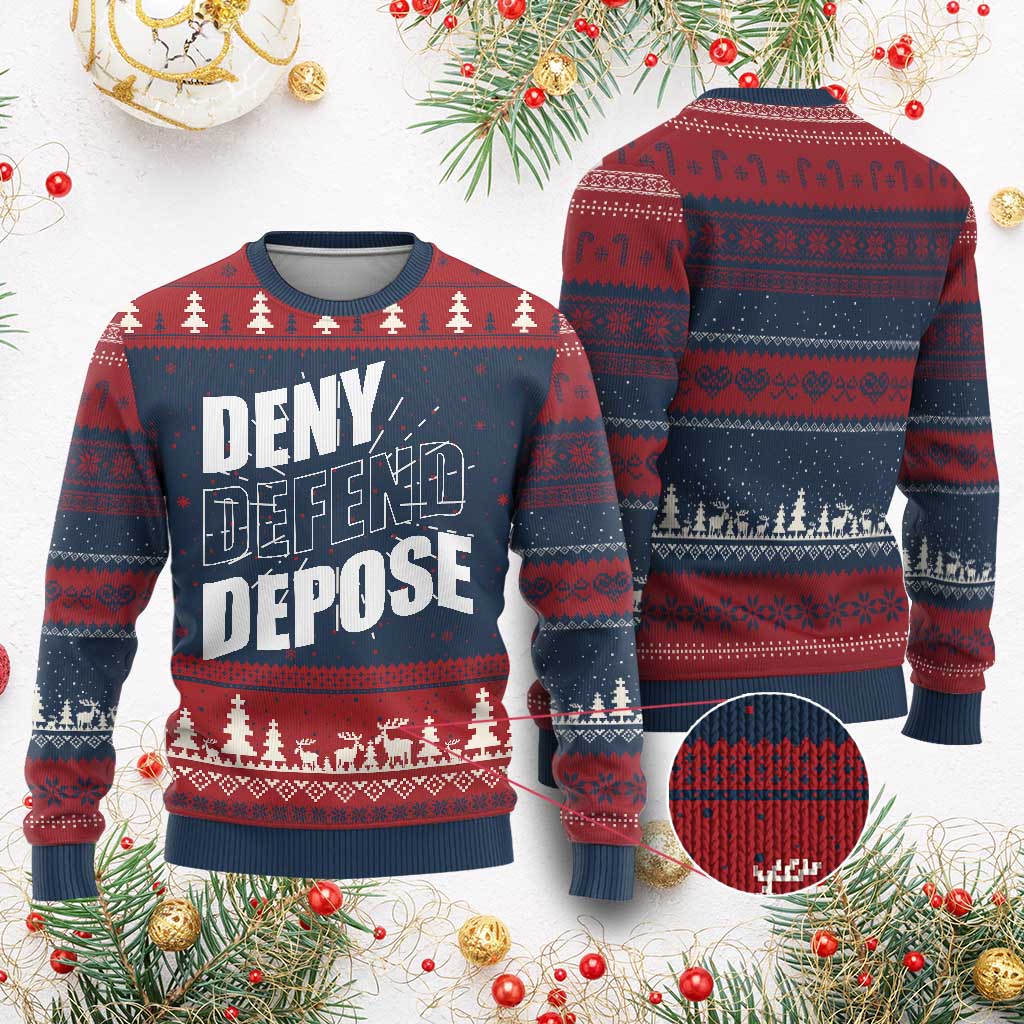 Deny Defend Depose Social Justice Ugly Christmas Sweater TS11 Burgundy Print Your Wear