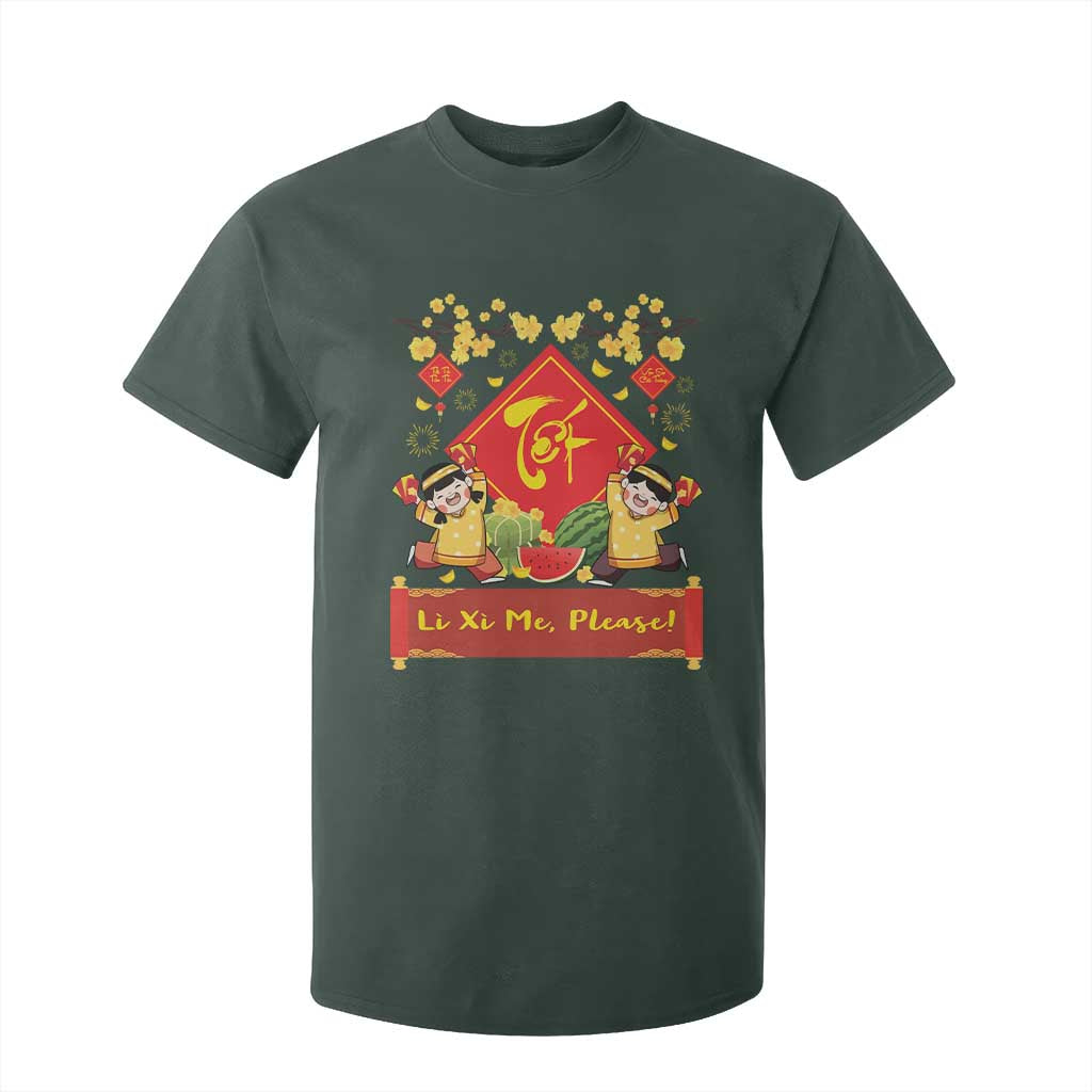 Funny Tet Vietnamese New Year 2025 T Shirt For Kid Li Xi Me Please Viet Holiday TS11 Dark Forest Green Print Your Wear