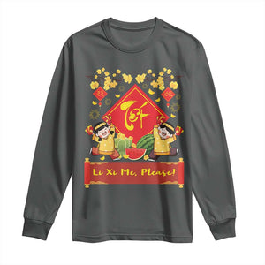 Funny Tet Vietnamese New Year 2025 Long Sleeve Shirt Li Xi Me Please Viet Holiday TS11 Dark Heather Print Your Wear