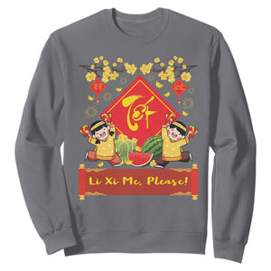 Funny Tet Vietnamese New Year 2025 Sweatshirt Li Xi Me Please Viet Holiday TS11 Charcoal Print Your Wear