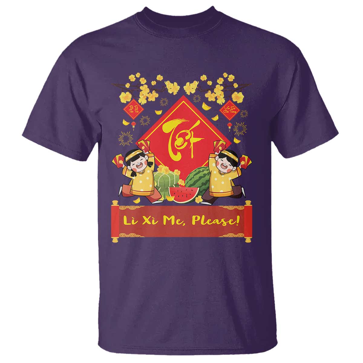 Funny Tet Vietnamese New Year 2025 T Shirt Li Xi Me Please Viet Holiday TS11 Purple Print Your Wear