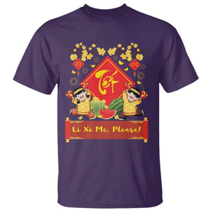 Funny Tet Vietnamese New Year 2025 T Shirt Li Xi Me Please Viet Holiday TS11 Purple Print Your Wear