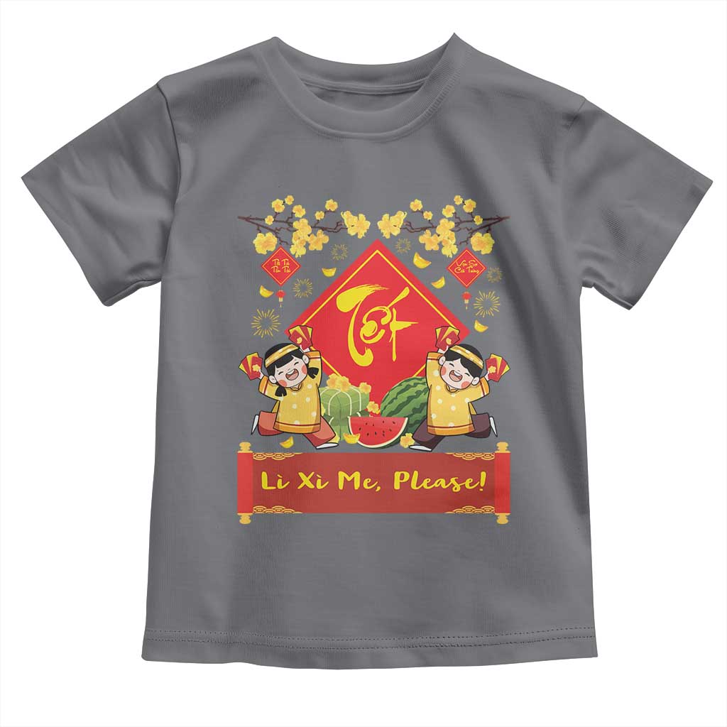 Funny Tet Vietnamese New Year 2025 Toddler T Shirt Li Xi Me Please Viet Holiday TS11 Charcoal Print Your Wear
