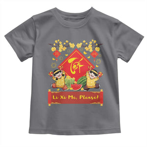 Funny Tet Vietnamese New Year 2025 Toddler T Shirt Li Xi Me Please Viet Holiday TS11 Charcoal Print Your Wear