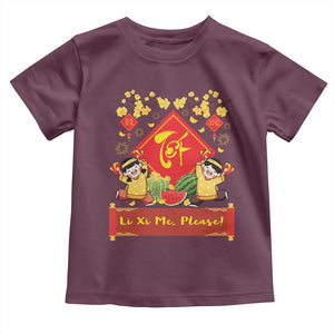 Funny Tet Vietnamese New Year 2025 Toddler T Shirt Li Xi Me Please Viet Holiday TS11 Maroon Print Your Wear