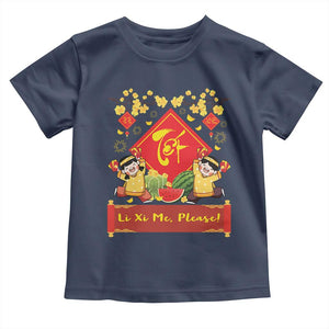 Funny Tet Vietnamese New Year 2025 Toddler T Shirt Li Xi Me Please Viet Holiday TS11 Navy Print Your Wear