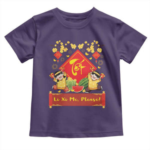 Funny Tet Vietnamese New Year 2025 Toddler T Shirt Li Xi Me Please Viet Holiday TS11 Purple Print Your Wear