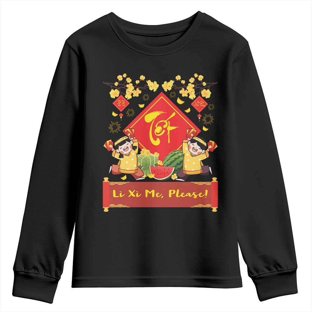 Funny Tet Vietnamese New Year 2025 Youth Sweatshirt Li Xi Me Please Viet Holiday TS11 Black Print Your Wear