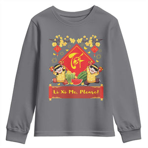 Funny Tet Vietnamese New Year 2025 Youth Sweatshirt Li Xi Me Please Viet Holiday TS11 Charcoal Print Your Wear