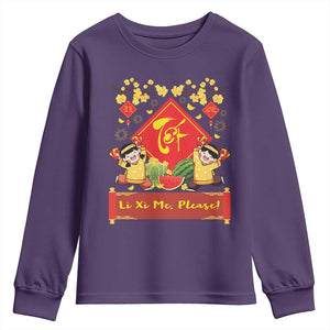 Funny Tet Vietnamese New Year 2025 Youth Sweatshirt Li Xi Me Please Viet Holiday TS11 Purple Print Your Wear