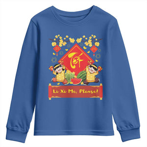 Funny Tet Vietnamese New Year 2025 Youth Sweatshirt Li Xi Me Please Viet Holiday TS11 Royal Blue Print Your Wear