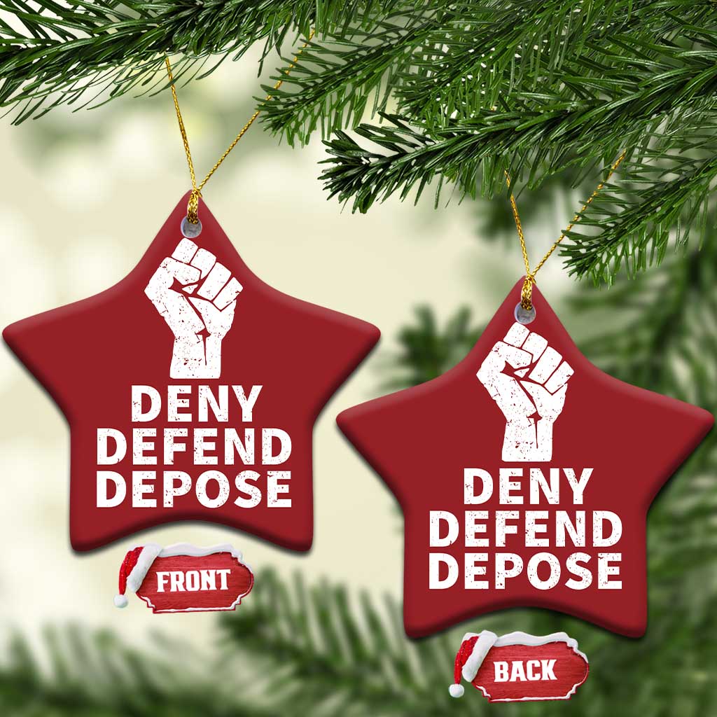 Deny Defend Depose Christmas Ornament Vintage Hand Fist TS11 Star Red Print Your Wear