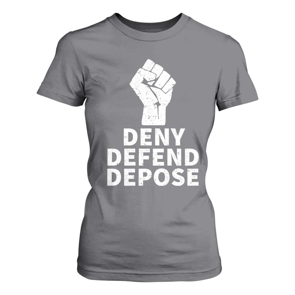 Deny Defend Depose T Shirt For Women Vintage Hand Fist TS11 Charcoal Print Your Wear