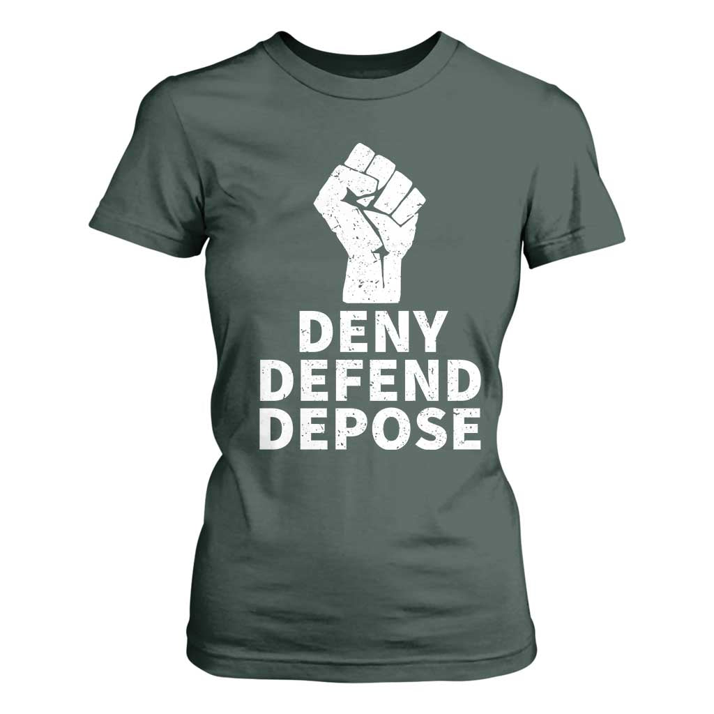 Deny Defend Depose T Shirt For Women Vintage Hand Fist TS11 Dark Forest Green Print Your Wear