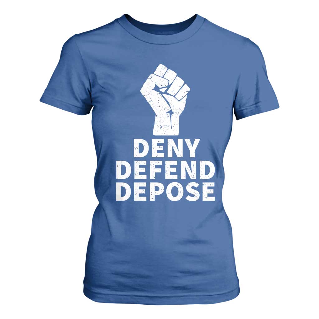 Deny Defend Depose T Shirt For Women Vintage Hand Fist TS11 Royal Blue Print Your Wear
