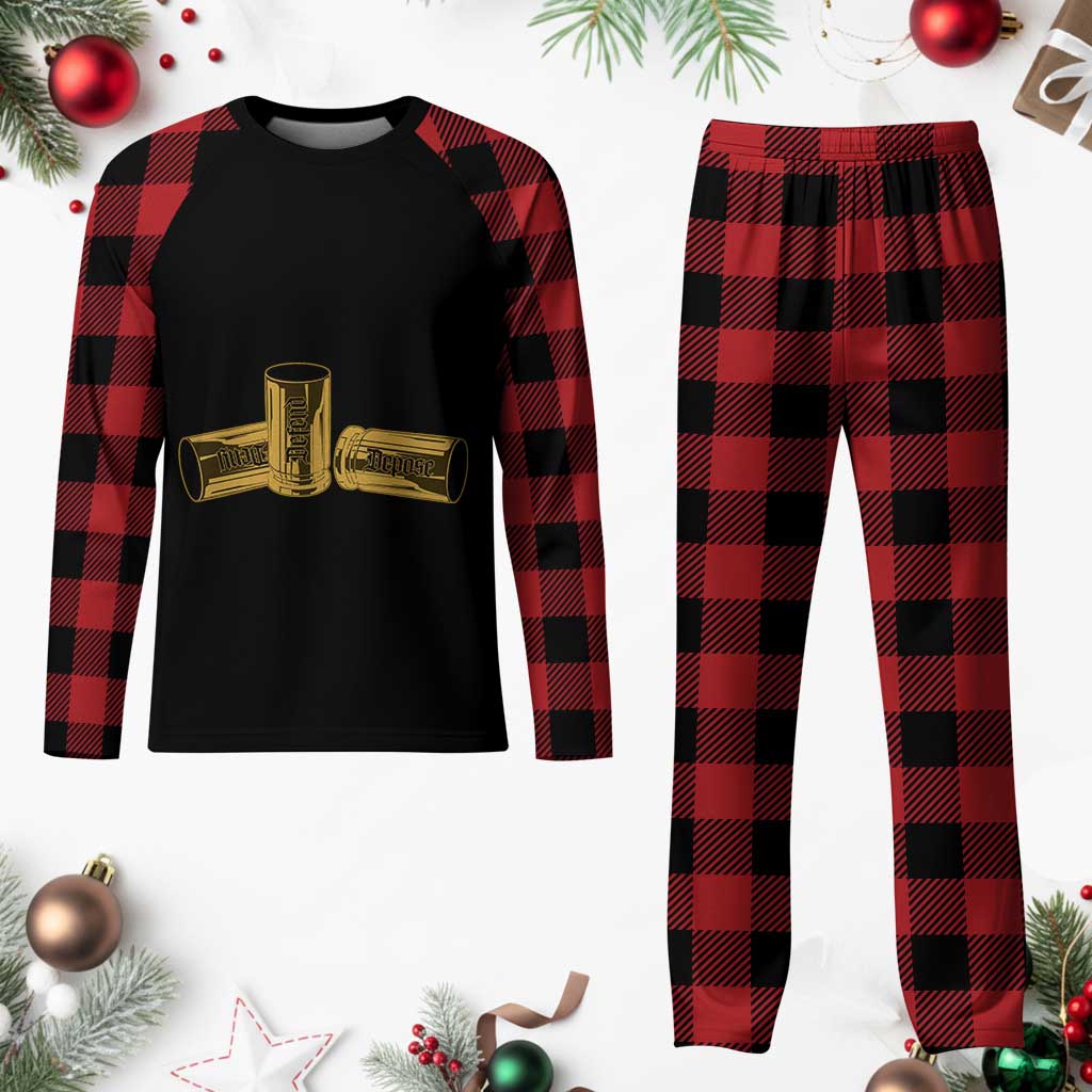 Deny Defend Depose Plaid Pajama Set Vintage Bullet Shells TS11 Buffalo Plaid Print Your Wear