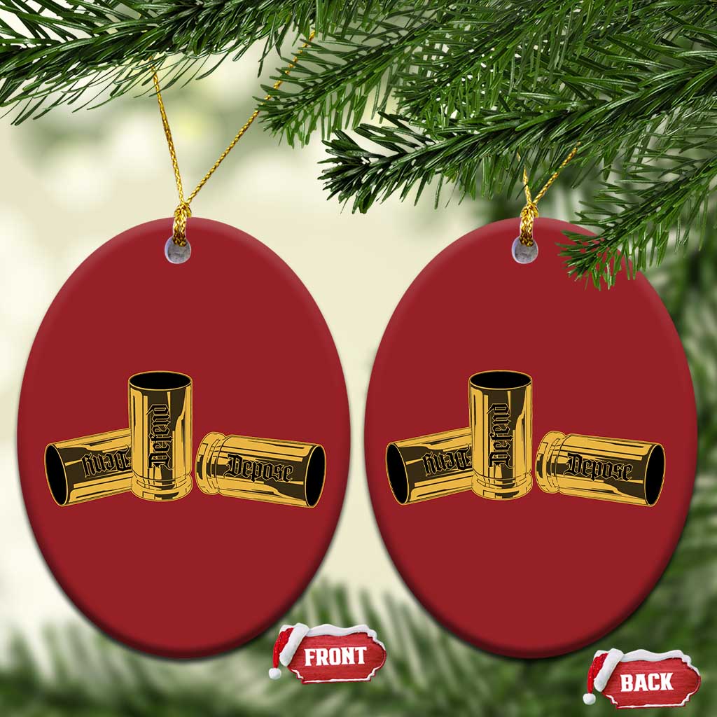 Deny Defend Depose Christmas Ornament Vintage Bullet Shells TS11 Oval Red Print Your Wear