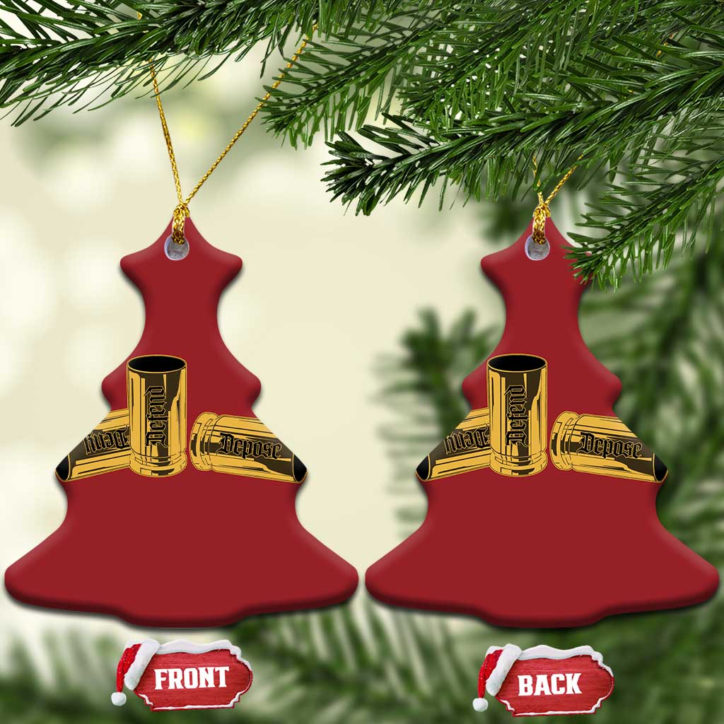 Deny Defend Depose Christmas Ornament Vintage Bullet Shells TS11 Christmas Tree Red Print Your Wear