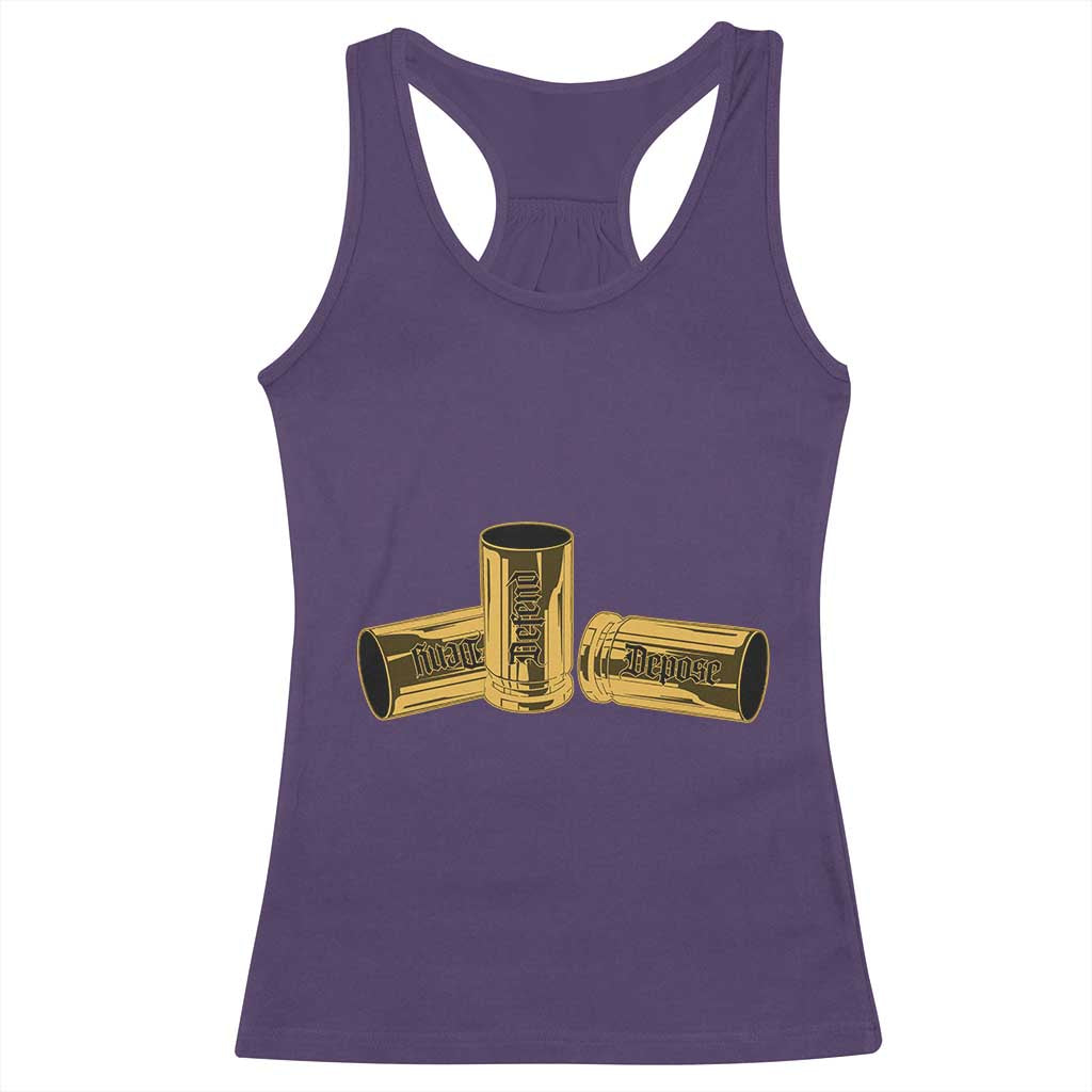 Deny Defend Depose Racerback Tank Top Vintage Bullet Shells TS11 Purple Print Your Wear